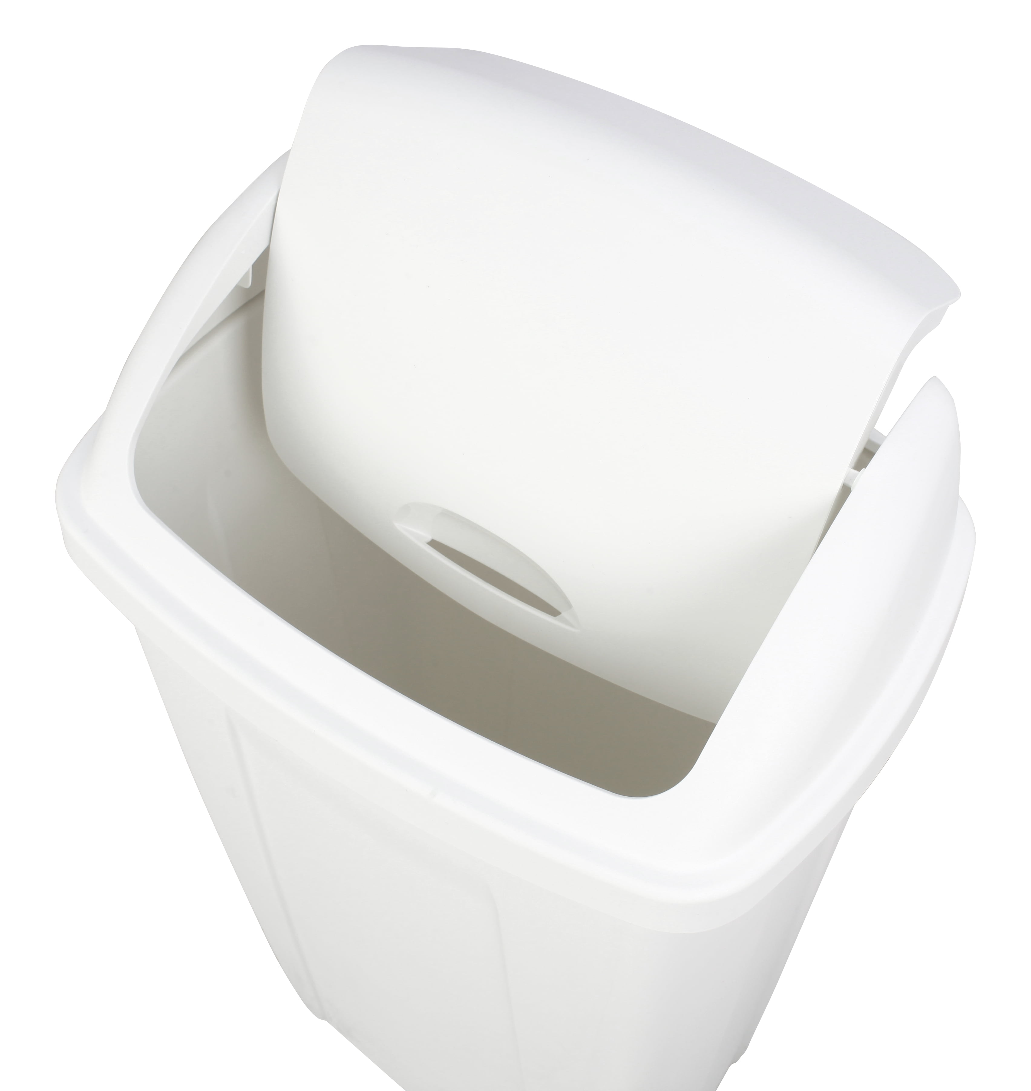 2.4 Gal. Cream White Rectangular Plastic Trash Can with Push On Lid  HPXWDPDI02 - The Home Depot