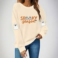 thumbnail image 6 of Womens Halloween Crewneck Sweatshirt Long Sleeve Loose Ghost Shirts Fashion Trendy Pullover Fall Clothes Khaki, L, 6 of 7