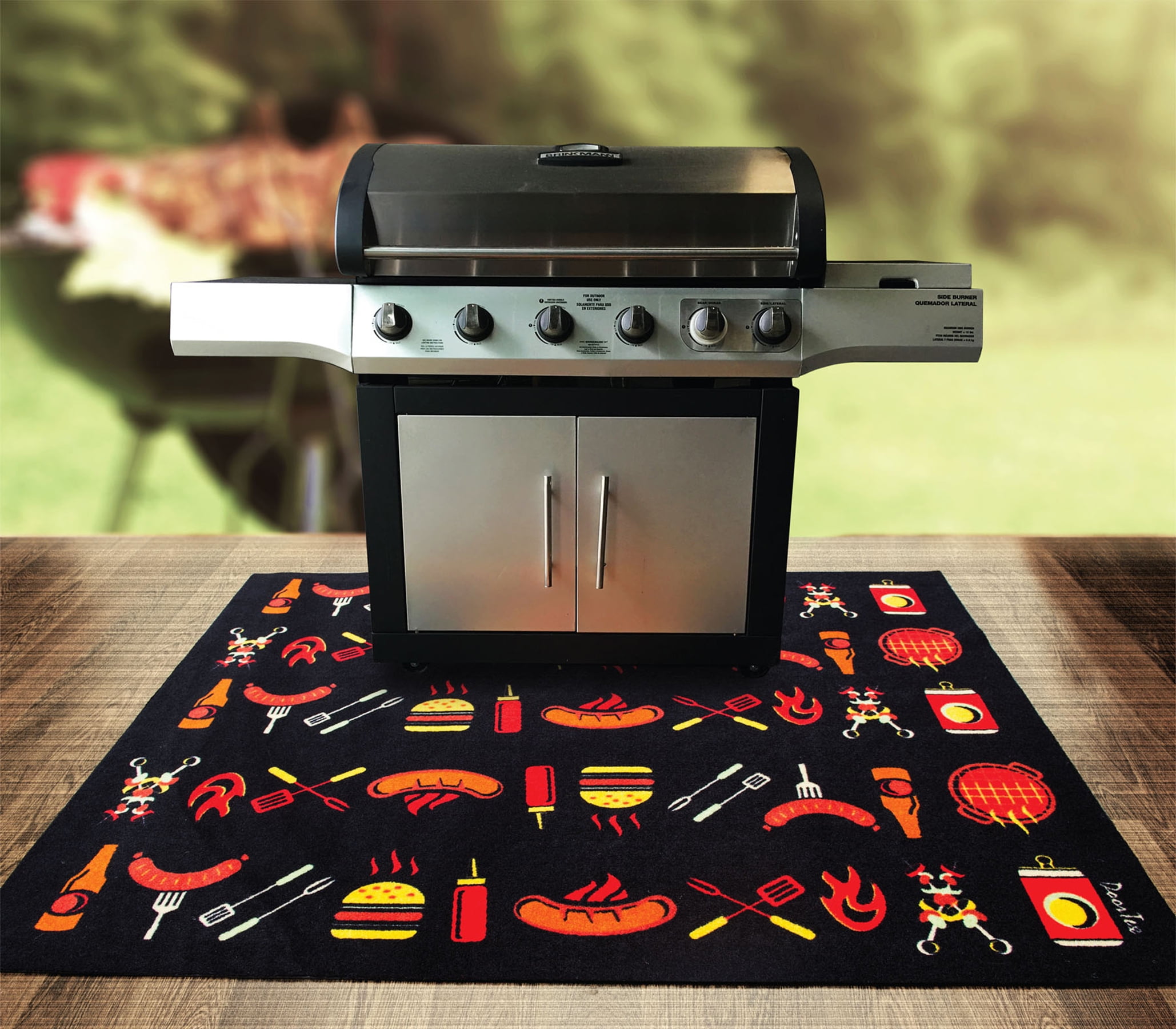 36 x 60 Sahamoduo Under The Grill Mat, Use This Absorbent Grill Pad Floor Mat to Protect Decks Patios from Grease Splatter and Other Messes ，BBQ Grilling Gear Gas Electric Grill
