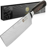 Kessaku Cleaver Butcher Nakiri Knife - Samurai Series - Japanese Etched High Carbon Steel, 7-Inch