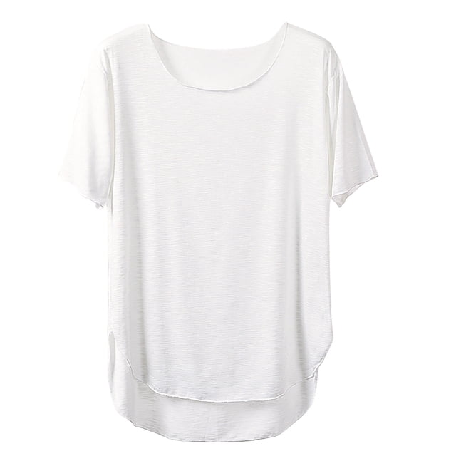 Birdeem T-Shirt Femme Col Rond Couleur Unie Manches Courtes Ample