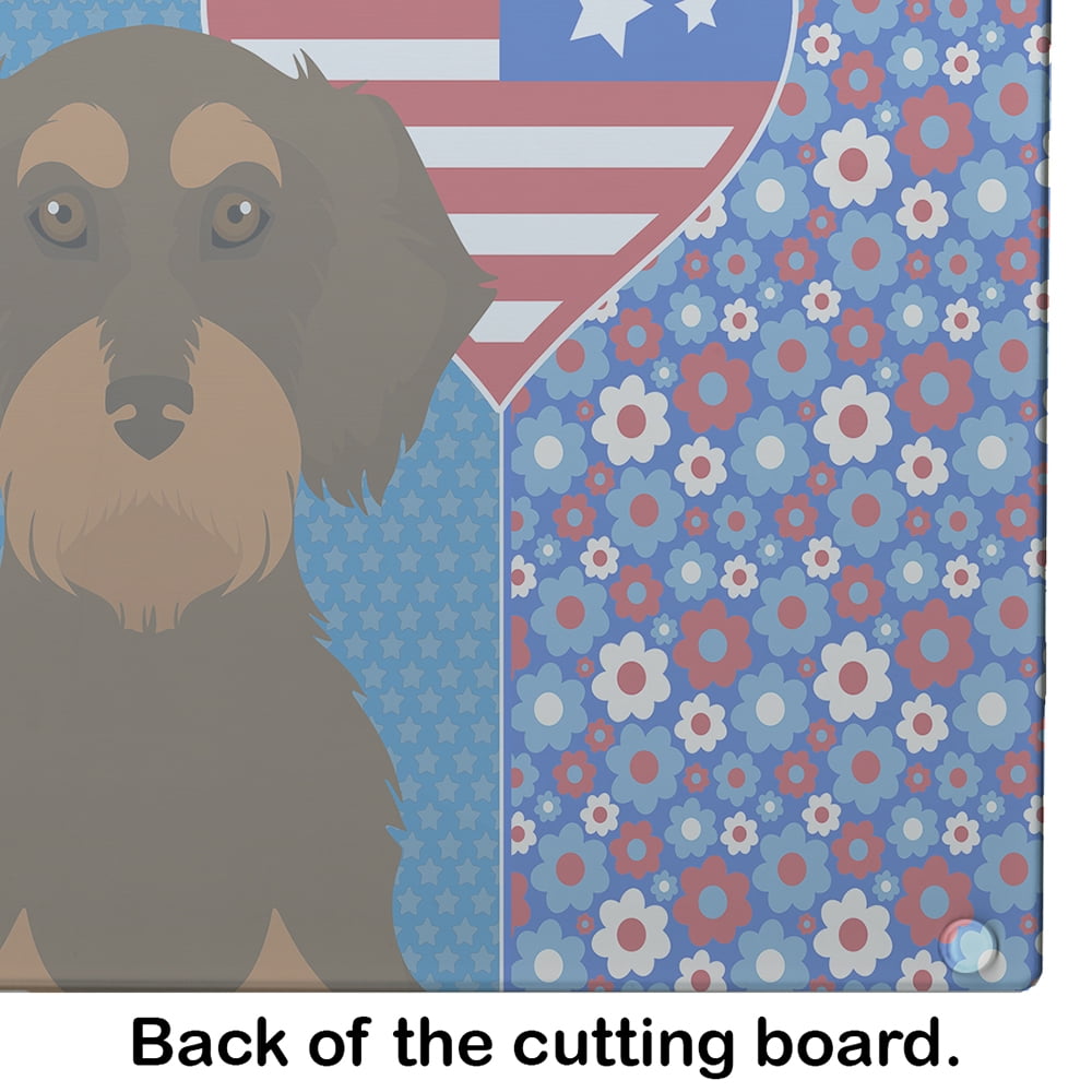 Wirehair Chocolate and Tan Dachshund Glass Cutting Board Large 12 in x 15 in