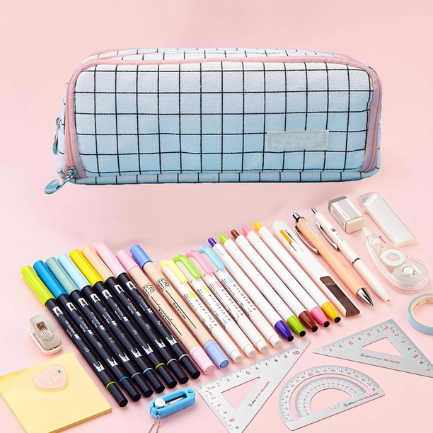 Estuche Oxford de tela con múltiples compartimentos y gran capacidad para lápices, bolsa de almacenamiento de papelería para estudiantes