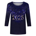 thumbnail image 5 of Awdenio Spring Winter Hoodie for Women Fashion 2025 Happy New Year Print Crewneck 3/4 Sleeve Loose Sweatshirt Capless Tops, 5 of 5