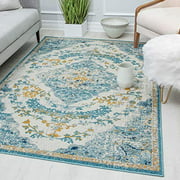 Rugs America Harper HY50C Transitional Distressed Vintage Area Rug 5'0"X7'0", Fresh Chicory