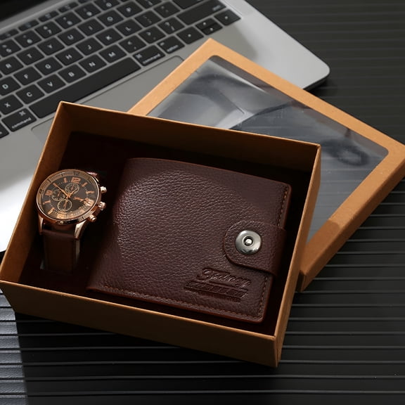 RAGUPEL Men's Gift Set Collection, Business Present Bundle with Wallet Watch Accessories, Premium Father's Day Anniversary Birthday Package for Him, Corporate Executive Leather Goods