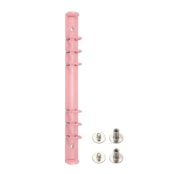 Uxcell A5 6-Hole Ring Binder Mechanisms, 1 Set Binder Spines Replacement for Office Planners Documents Recipes Organization Storage, Pink