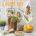 thumbnail image 3 of PREMIUS 5 Piece Printed Kitchen Linen Set, Owls, 2 Cotton Towels, 2 Pot Holders, 1 Oven Mitt, 3 of 8