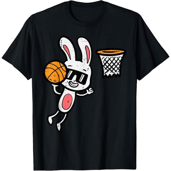 Easter Bunny Basketball Dunk Sports Boys T-Shirt, T-Shirt for Kids Youth, 180gsm, 100% Cotton