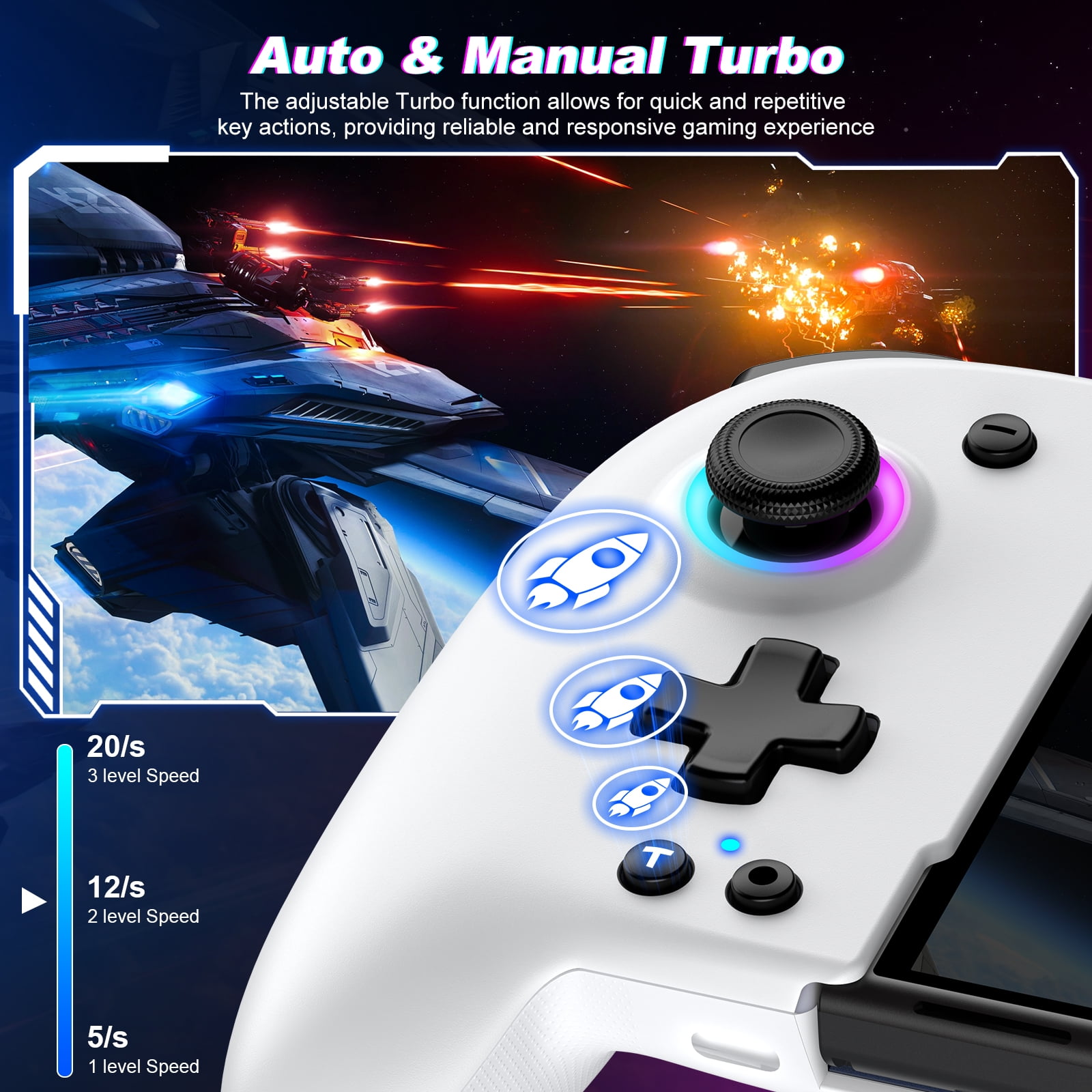 Switch Pro Controller, Handheld Switch Controller with Turbo