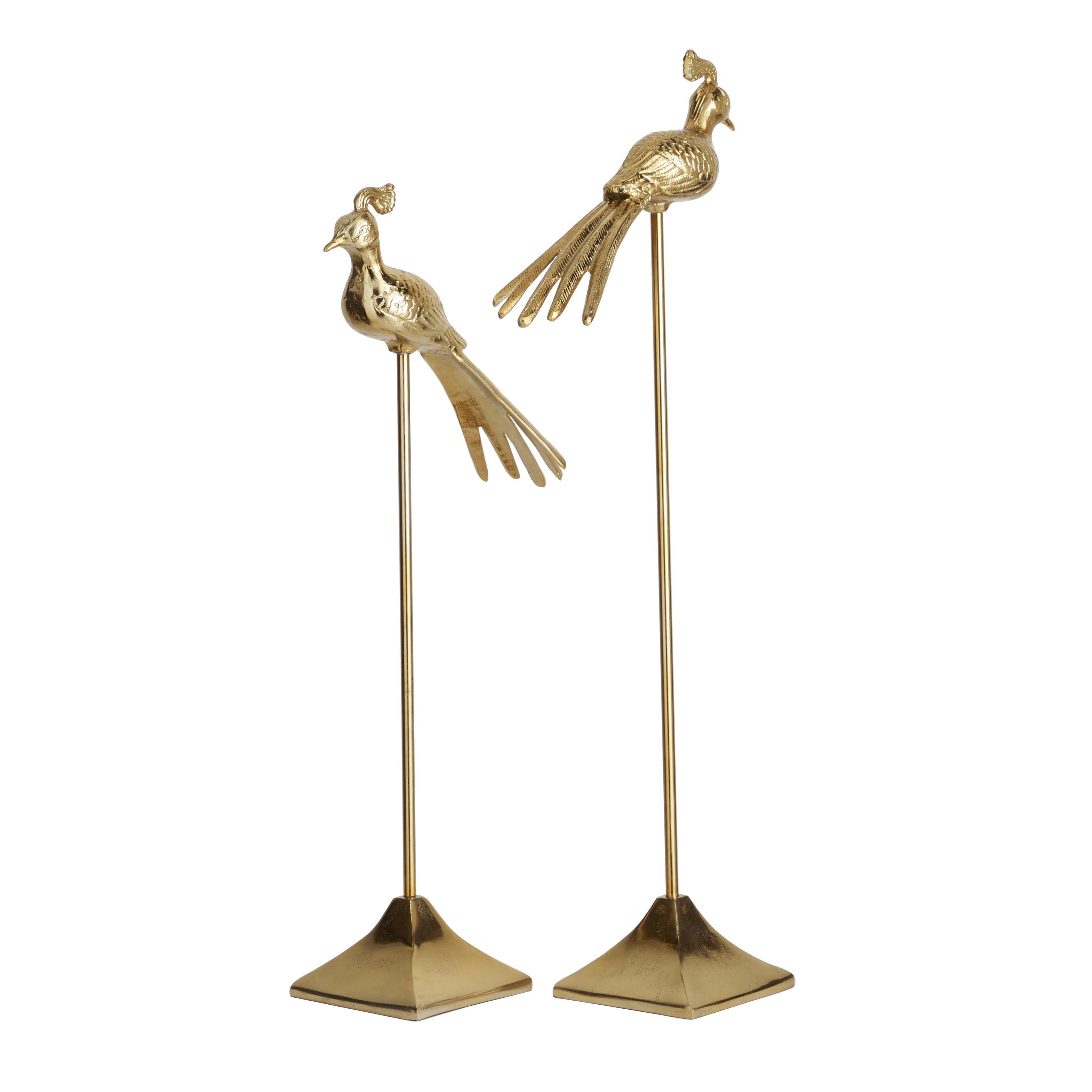 33", 27"H Gold Aluminum Bird Sculpture, by DecMode (2 Count)