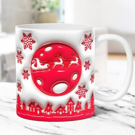 

Black and Friday Deals Clearance Christmas Mug Inflated Snowman Mug Santa Mug Press Puffy Design 15oz 11oz Coffe