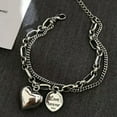 thumbnail image 3 of K-KED Vintage 925 Sterling Silver Heart Pendant Chain Bracelet Stylish Bangle, 3 of 6