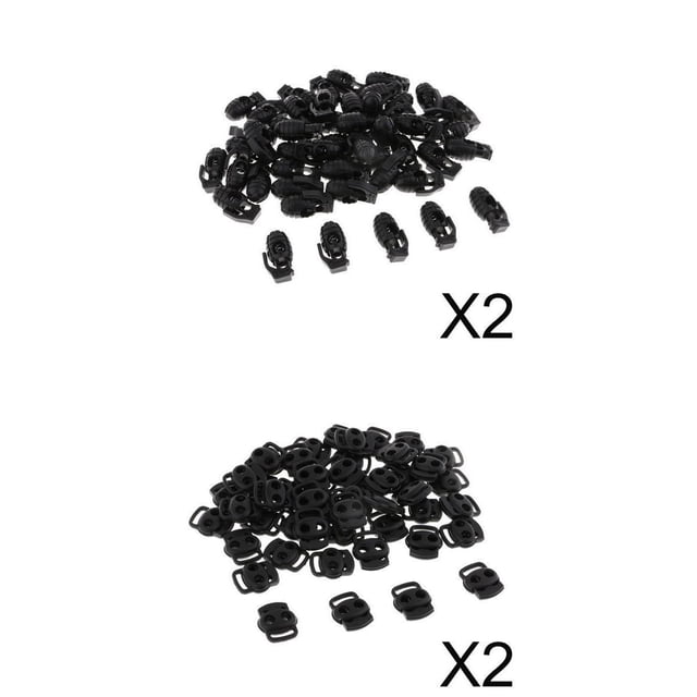 200 Pieces Black Cord Lock Stopper for Paracordaa Shoes Lace Sportwear perfecl Bloqueos de cable de tope de palanca