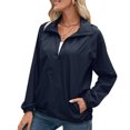 thumbnail image 1 of Chaquetas para mujer Chaqueta impermeable ligera con capucha y bolsillos Cortavientos para exteriore Abanopi Aqua/Extragrande, 1 of 7