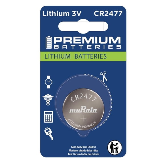Premium Batteries Murata CR2477 Lithium 3V Coin Cell Batteries Child-Safe (1 Pack)