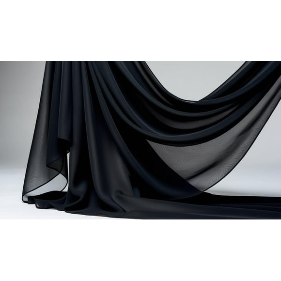New Star Fabrics Chiffon Fabric, Continuous 60" Wide (30ft) Sheer Material, 100% Soft Polyester, Ideal for Wedding, Party, Event Decor, Draping, and Dresses (Black, 5 Yards)