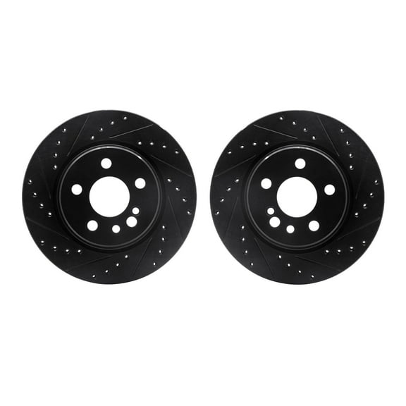 Dynamic Friction Company Rear Brake Rotors-Drilled and Slotted-Black 8002-63092