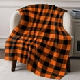 thumbnail image 3 of Throw Blanket for Couch Orange Black Plaid Soft Fleece Flannel Blankets Cozy Lightweight Blanket for Home Sofa Living Room Farmhouse Buffalo Check Bed Throws 60" x 80", 3 of 9