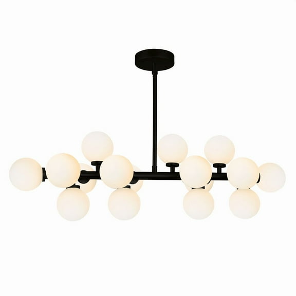 CWI Lighting Arya 16 Light Frosted Glass Chandelier in Black