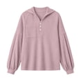 thumbnail image 6 of Womens Tops Long Sleeve Hooded Tops for Women Waffleknit V Neck Loose Casual Pullover Going Out Top, 6 of 6