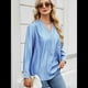 thumbnail image 4 of Blusas Tipo Túnica Informales Holgadas con Cuello en V y Larga para Mujer con Bolsillo Azul M, 4 of 9