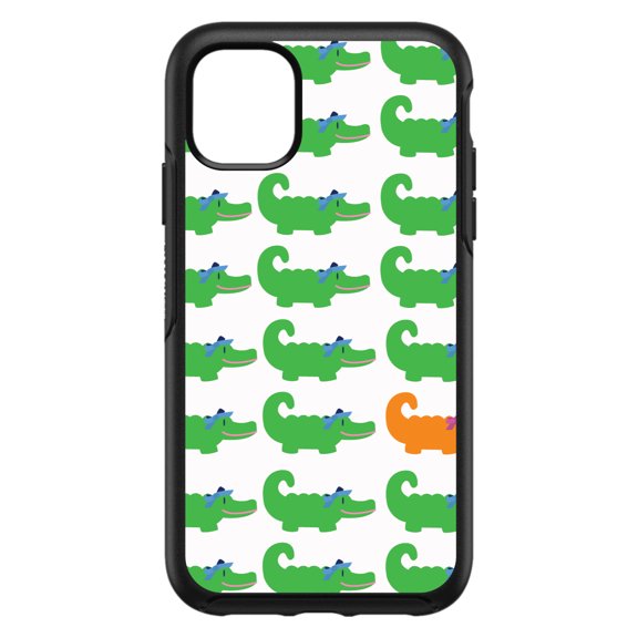 DistinctInk Custom SKIN / DECAL compatible with OtterBox Symmetry for iPhone 11 Pro (5.8" Screen) - Green Orange Blue Alligator Gator - Cartoon Alligators