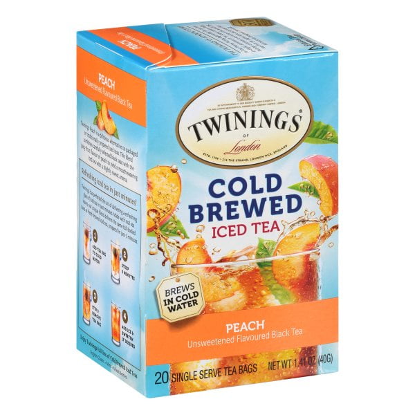 Twinings of London Peach Cold Brewed Iced Tea Bags , 20 Ct., 1.41 oz