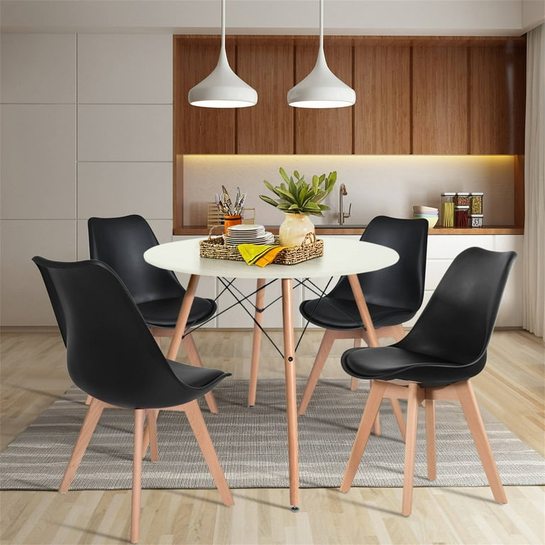 Modern Mid-Century Dining Chairs, Set of 4, Eames Style PU Leather