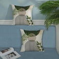 thumbnail image 5 of Boho Pillow Covers 18x18 Set of 2 Green Gold Leaves Throw Pillow Covers Outdoor Decoration Mid Century Bohemian Style Pillowcase Farmhouse Decorative Linen Cushion Case for Home Sofa Couch, 5 of 6