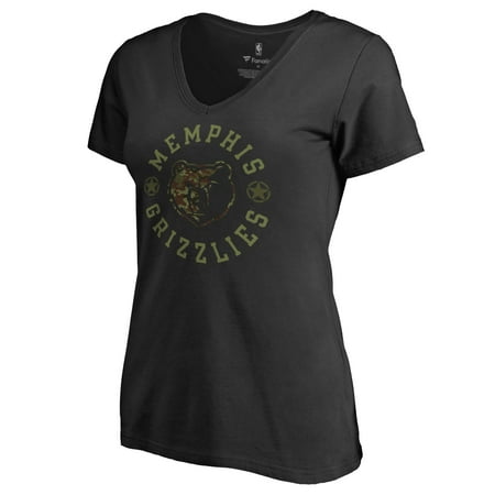 Women s Black Memphis Grizzlies Liberty Camo V-Neck T-Shirt