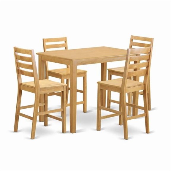 Yarmouth Counter Height Pub Table & 4 Kitchen Chairs, Oak