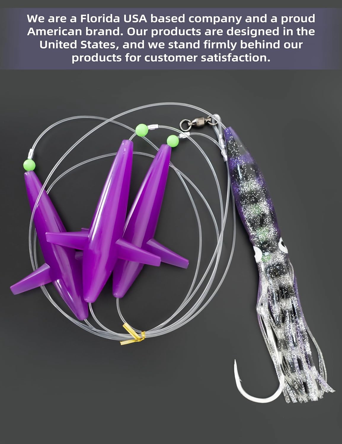 BLUEWING Daisy Chain Big Game Daisy Bird Bulb Squid Trolling Bird Tuna Lures Fishing Teasers for Marlin Sailfish Fishing Black/Purple