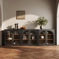 thumbnail image 4 of BELLEZE Set of 3 Modular Sideboard with Arched Glass Door, Accent Display Buffet Cabinet with Storage and Adjustable Shelves,Classic Modern Credenza for Dining Room Living Room Entryway  (Ebony), 4 of 7