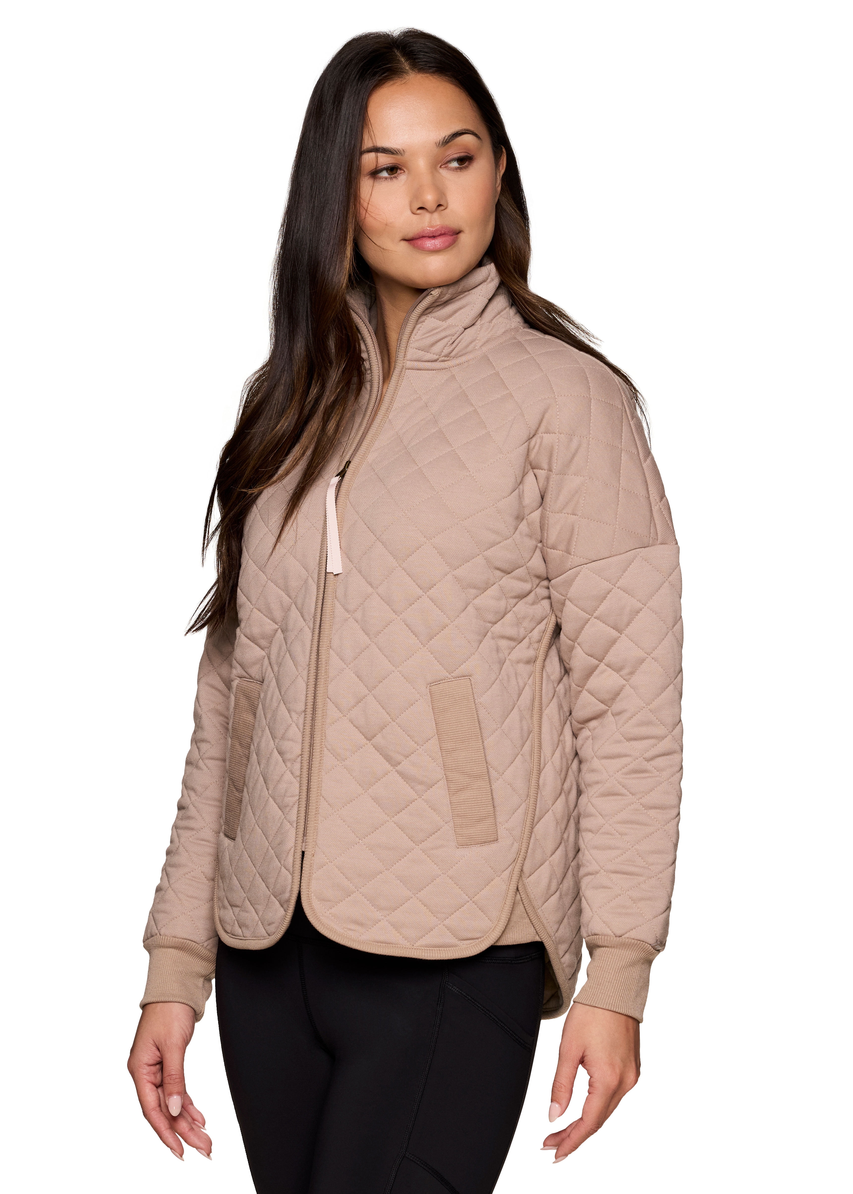 Avalanche Women's Mock Neck Quilted Zip Up Jacket with Pockets