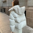 thumbnail image 3 of CQONEPT Womens Cropped Puffer Jacket Quilted Puff Zip Up Outerwear Thicken Warm Down Hoodies Outdoor Winter Clothes White S, 3 of 3