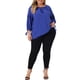 thumbnail image 2 of Blusa campesina de primavera y otoño de 3/4 de manga con cuello atado y hueco para el Día de San Valentín de Agnes Orinda en tallas grandes para mujer 3X Azul Real, 2 of 6