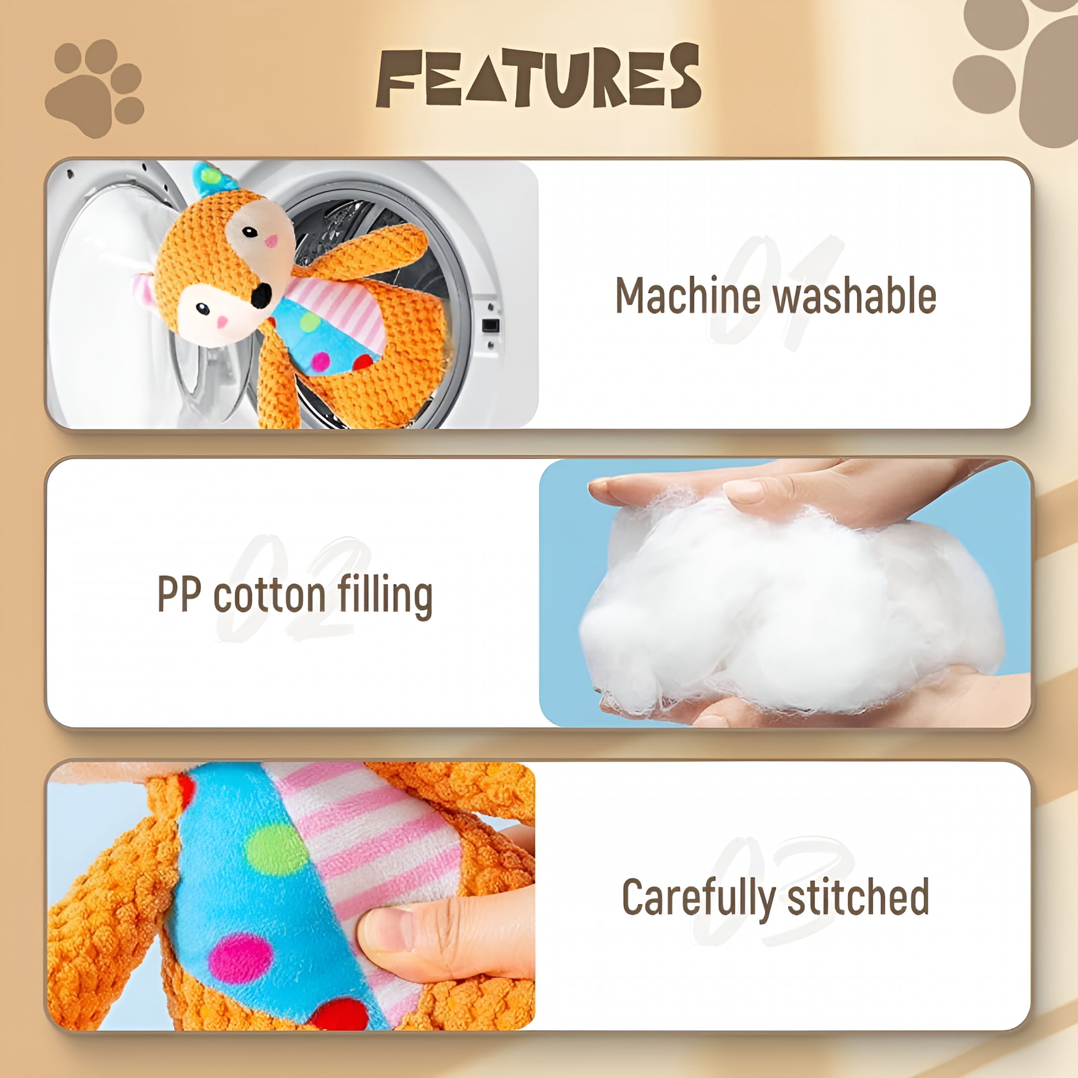BESTSKY Upgraded Monkey Squeaky Plush Dog Toy-For Small/Med/Large Dogs Chewers&Fetch Lovers