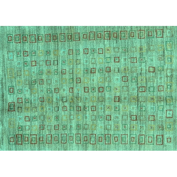 Ahgly Company Machine Washable Indoor Rectangle Abstract Turquoise Blue Contemporary Area Rugs, 2' x 4'