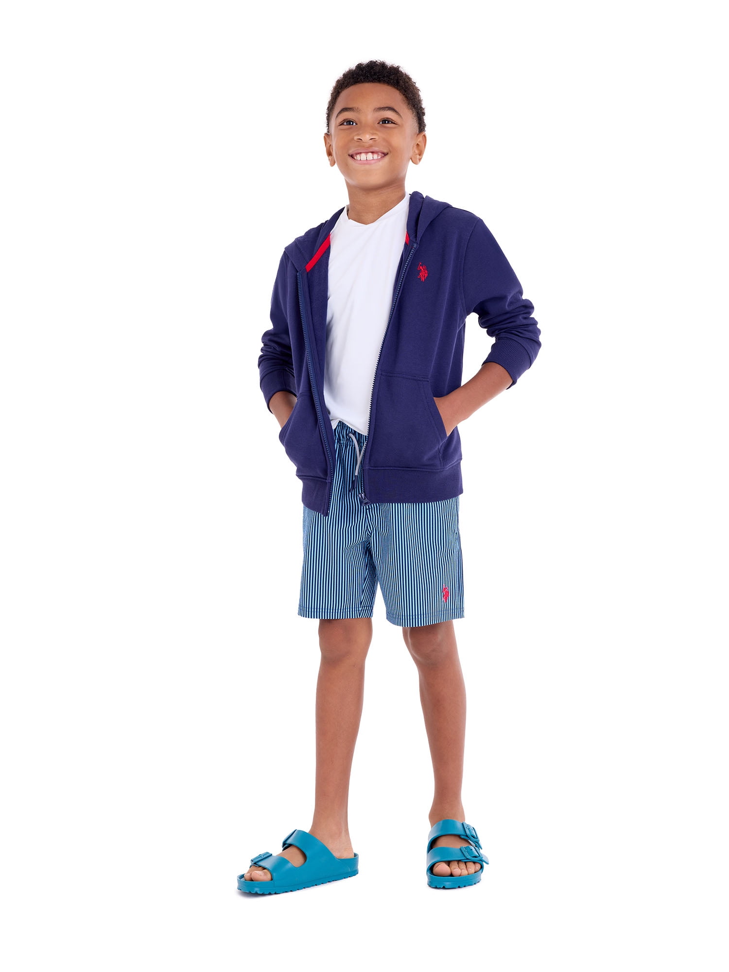 U.S. Polo Assn. Seersucker Stripe Swim Short, Sizes 4-18