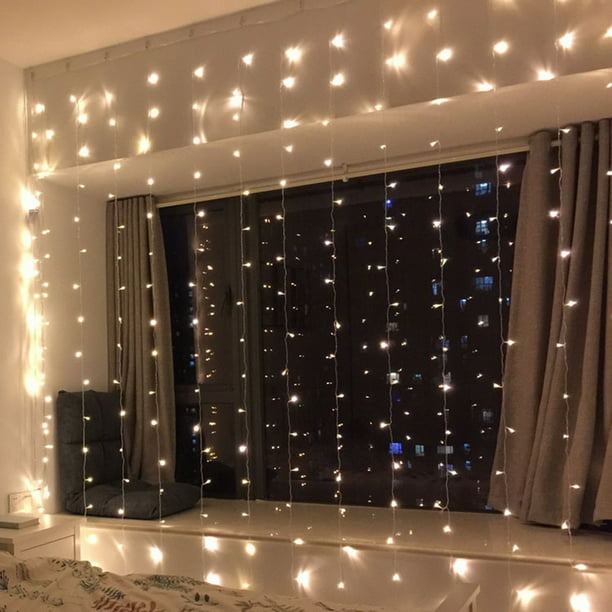 300 Led Christmas Lights 9 8ft X 9 8ft String Lights Curtain String Lights W 8 Modes Girls Bedroom Decor Fairy String Lights For Indoor Outdoor Wedding Party Patio Warm White W4143 Walmart Com