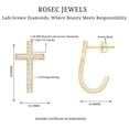 thumbnail image 5 of Rosec Jewels Lab Diamond Cross Earrings - Vintage Inspired J Hoop Earrings with Screw Back - EF-VS Grade, 14K Yellow Gold, 5 of 6