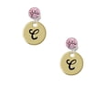 thumbnail image 2 of Delight Jewelry Goldtone Large Disc Letter - C - 3/4'' Pink Crystal Clip on Earrings, 2 of 5