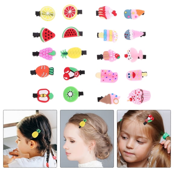 Tineasur 20 Pieces Kids Hair Clips Assorted Colors Soft Rubber Hair Accessories for Travel and Daily Use