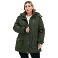 thumbnail image 3 of Soularge Women's Plus Size Winter Coat Warm Puffer Jacket with Hood Winter Puffer Coat Green 3X, 3 of 11