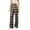 Blue, variant on Womens Plaid Wide Leg Pants Drawstring Elastic High Waist Side Pocket Retro Street Casual Trousers Daily Outfits
