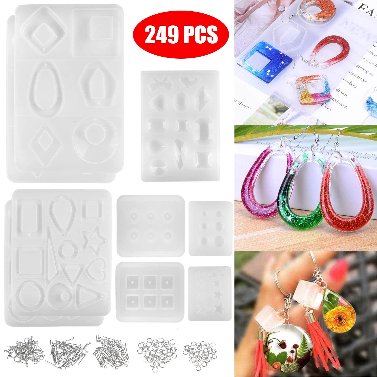 249 Pieces Epoxy Resin Silicone Casting Molds Full Kits with 9 PCS