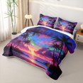 thumbnail image 3 of Erosebridal Hawaii Beach Twin Quilt Set,Hawaii Holiday Tropical Botanical Coconut Tree Twin Coverlet Set For Girls,2-Piece, 3 of 7