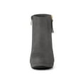 thumbnail image 2 of Unique Bargains Women's Side Zip Low Platform Chunky Heel Ankle Booties Grey (Size 9.5), 2 of 8