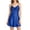 Blue, variant on Women's Sleep Dress V Neck Spaghetti Strap Lace Trim Satin Nightgown Silky Slip Dresses Comfy Loungewear Black M